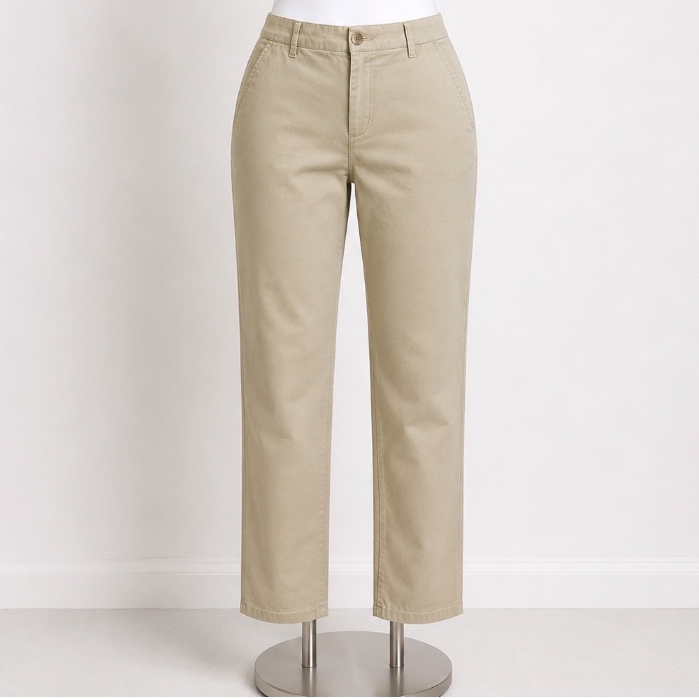 Tommy Hilfiger Womens Khaki Chino Pants Straight Leg Tan Twill Trousers Size 10